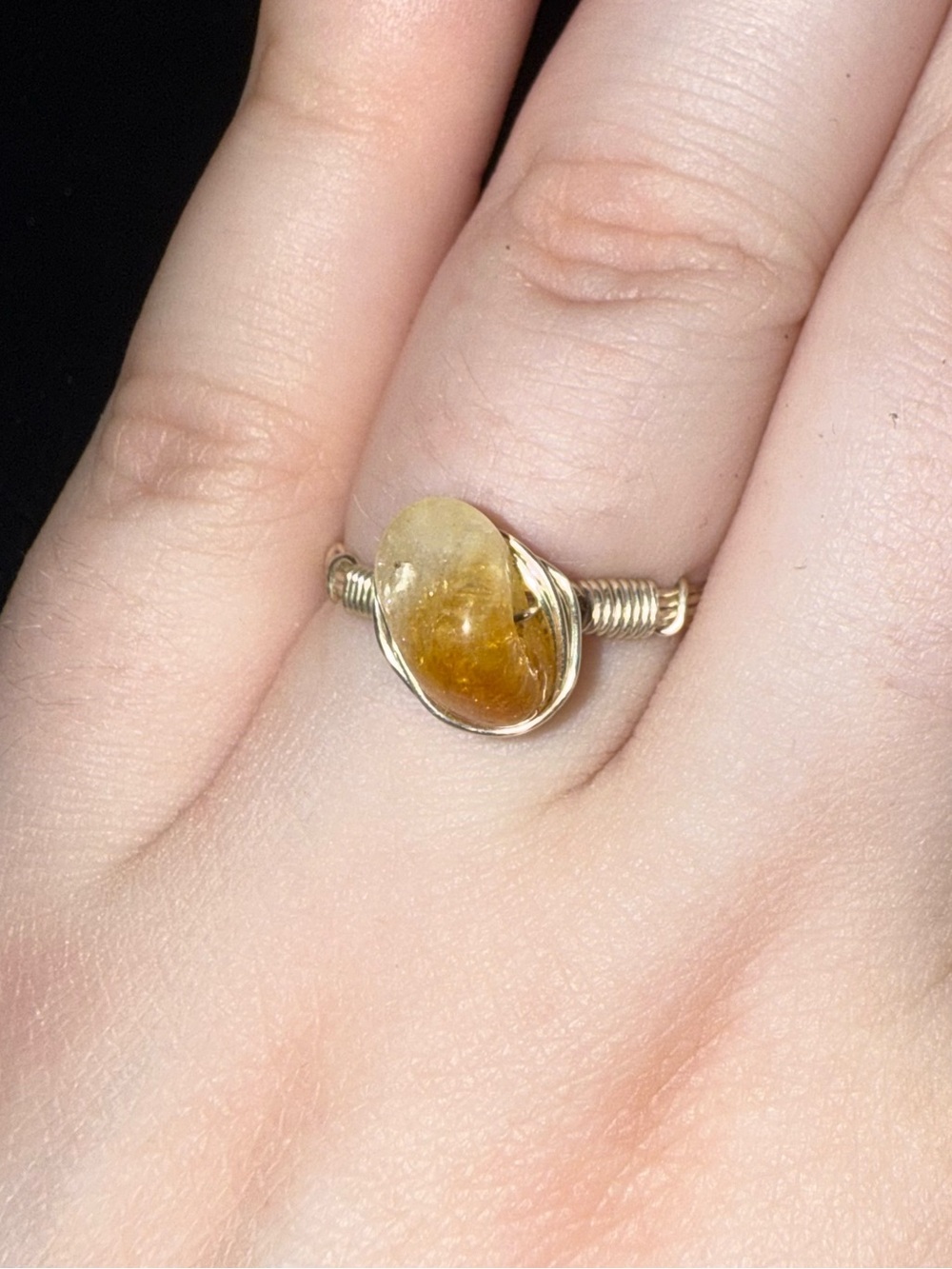 Citrine Gemstone Wire Wrapped Ring